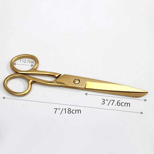 NatSumeBasics 7" Gold Scissors, Sharp Tailor Craft Office Shears - color: Gold