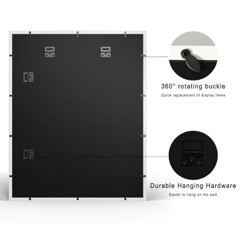 16x20 Large Shadow Box Picture Frame with Soft Linen Back, White Wooden Jersey Frame Memory Display Case with Tempered Glass Cover for Wall Display - color: White, size: 16x20
