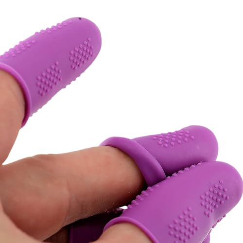Finger Protectors [Flex Series - 12-Pack] Silicone Non-Stick Finger Covers | Purple | Small (6) / Medium (6) for Hot Glue | Sewing | Adhesives | Scrapbooking - color: Small & Medium - Orchid [12-Pack]