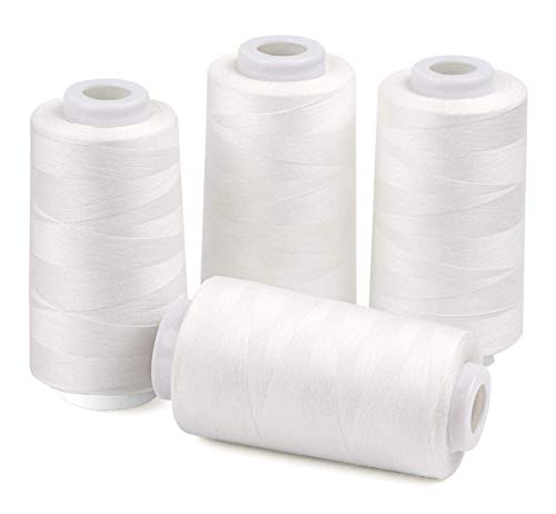 ilauke 4 x 3000 Yards Serger Thread, White 40S/2 Thread - color: White