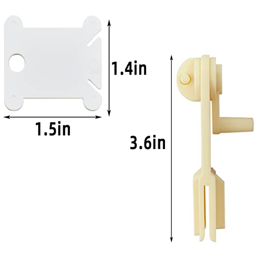 120 Pcs Plastic Floss Bobbins with 1 Pcs Bobbin Winder for Cross Stitch Cotton Thread Craft DIY Sewing Storage Thread Organizer Holder Embroidery DIY Cards (White) - color: Plastic Floss Bobbins + Bobbin Winder