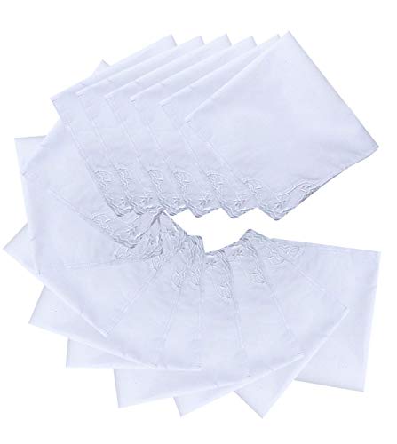 MileyMarla Ladies Embroidery Cotton White Handkerchiefs Lace Wedding Hankies - color: E-25pcs