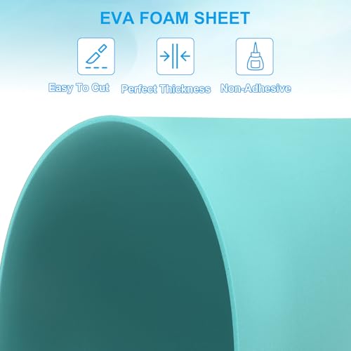 PATIKIL EVA Foam Sheet 10Pcs 12x8 Inch 2mm Thick Azure Color - color: Azure Color