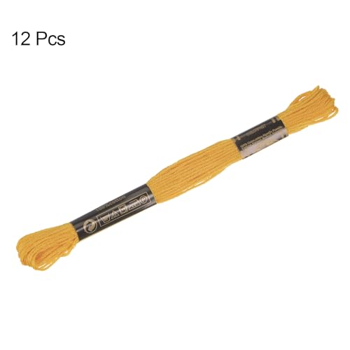 HARFINGTON 12 Skeins Embroidery Floss 8m Each Egyptian Long Fiber Cotton Cross Stitch Thread 26S/2x6 for Embroidery Projects Bracelet, Dark Yellow - color: Dark Yellow