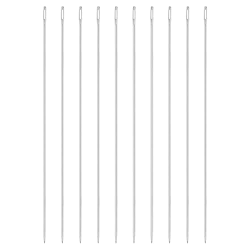 uxcell 50Pcs Large Eye Needles, 6.89" 1.6mm High Carbon Iron Embroidery Thread Needle Sewing Big Eye Needle Knitting Needles for Hand Sewing Art Crafts, Silver - size: 1.6x175mm
