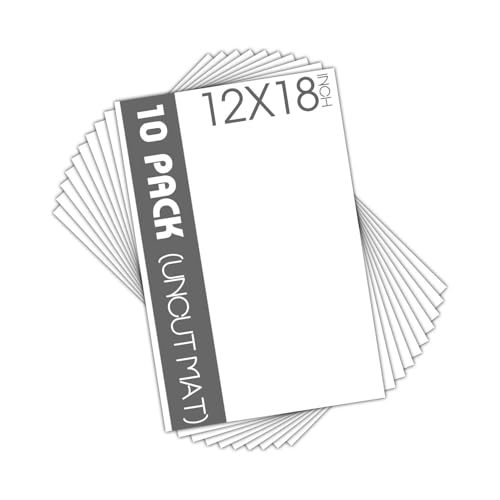 Mat Board Center 10 Pack Uncut Mat Boards, 12x18 White Matboards - size: 12x18