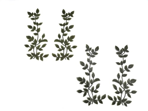 Embroidered Iron on Patches Applique, Two Pairs Green Leaves Patches - color: Two Pairs Green Leaves