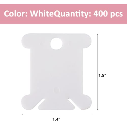 400 PCS Embroidery Floss Bobbins, Plastic Embroidery Floss Organizer, Embroidery Thread Cards for Cross Stitch Thread Holder Sewing Storage - color: White