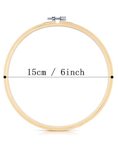 TINDTOP Bamboo Embroidery Hoops, 3 Pieces 6 Inch Cross Stitch Frame - size: 6IN, 3 PCS