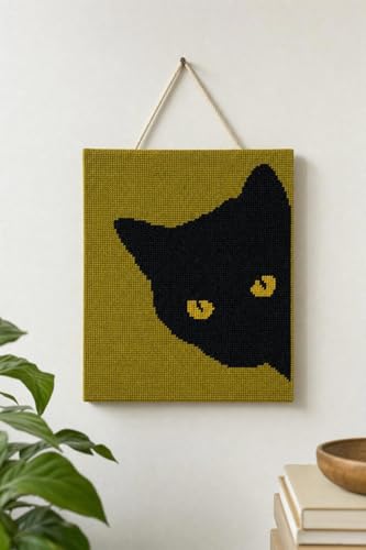 Pepita Needlepoint Canvas: Cat Around Corner Golds, 7" x 8" - size: Canvas Only
