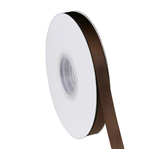 ITIsparkle 3/8" Inch Double Faced Satin Ribbon 50 Yards-Roll Set for Gift Wrapping Scrap Books Party Favor Hair Braids Baby Shower Decoration Floral Arrangement Craft Supplies, Brown Ribbon - color: Brown