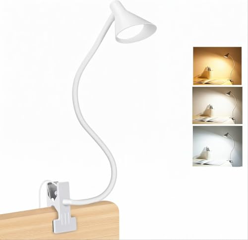 LiFMIRA Desk Lamp Clip on Light USB Reading Light 3 Color Modes White - color: White