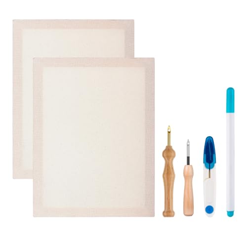 Zuaooz 2PC 11.8''x15.7'' Punch Fabric Frame, Punch Needle Kit with 3.5mm & 5mm Needles, Marking Pen & Scissors for DIY Craft Decoration - style: 11.8 x 15.7 Inch 2PC