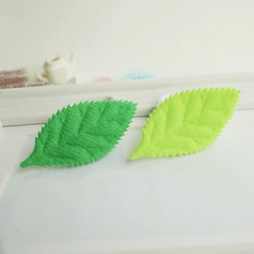 YYCRAFT Pack of Padded 2-Faced Satin Velvet Leaf Appliques/Craft (180 PCS Lime/Green) - color: 180 PCS Lime/Green