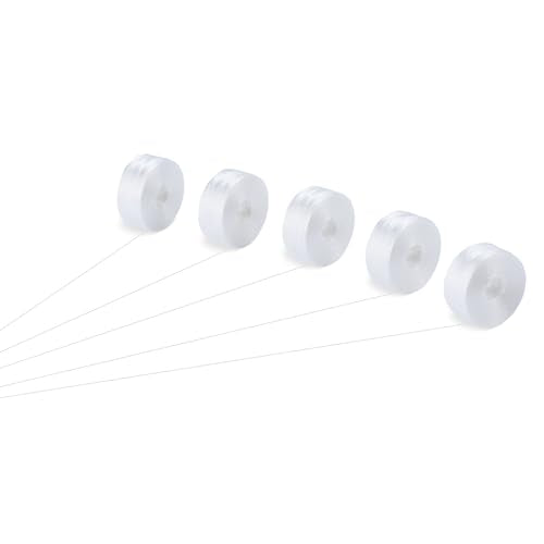Simthread 144pcs Size L SA155 60WT Prewound Bobbin Thread - Sideless White - color: 60wt 144Sideless