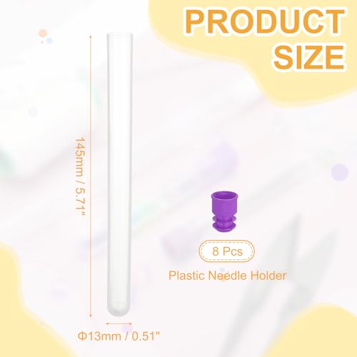 PATIKIL 5.7" Length Plastic Sewing Needle Storage Holder, 8 Pcs Portable Embroidery Needle Matte Pin Toothpick Storage Tubes Case for Craft Knitting, Purple - color: Purple