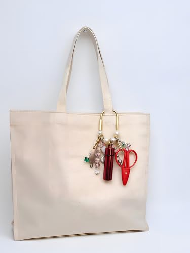MEYAGO Needlepoint Bag Charm Tool Kit with Mini Embroidery Scissors, Needle Threader, Needle Holder Tube & Gold Keyring, Portable Embroidery Accessories for Cross Stitch Sewing DIY Crafts (Red) - color: Red