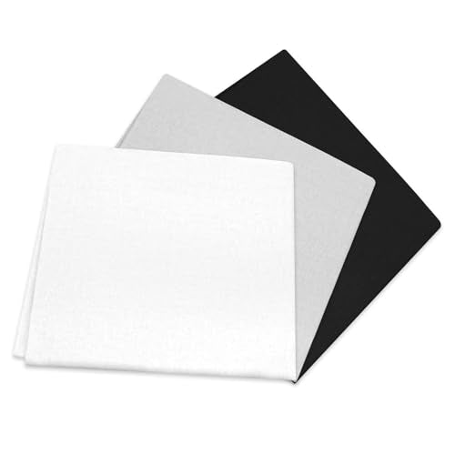 3 Pieces 18 x 21 Inches Cotton Fabric Precut Quilting Fabric Bundles Solid Colors Layer Cakes Quilt Material for DIY Craft Sewing Embroidery (Black White Grey) - color: Black White Grey