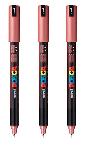posca PC-1MR Water-Based Paint Markers, Extra Fine Tip (0.7mm), Metallic Red, 3 Count - color: METALLIC RED