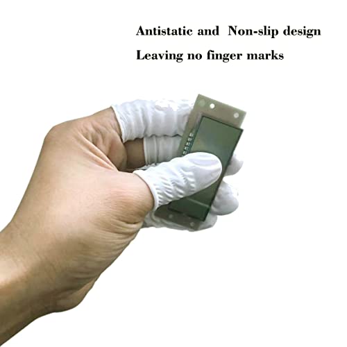 Medium Disposable Nitrile Finger Cots Anti-Static Lens Finger Covers Beauty Protection Sleeves Not Allergic 100pcs (White) - color: White