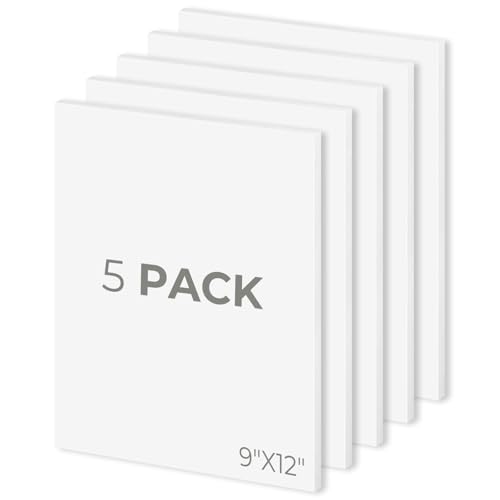 Mat Board Center 9x12 White Foam Boards Pack of 5, 1/8" Thick - size: 9x12