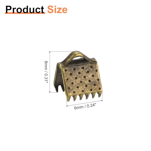 uxcell 280Pcs Ribbon Crimp Clamp Ends, 6mm Bookmark Pinch Crimp Ends, Cord Ends Fasteners Clasp Crimp Ends for DIY Bracelet Necklace Jewelry Making, Bronze Tone - color: Bronze Tone, size: 6mm