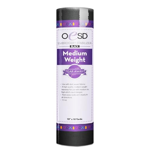 OESD Medium Weight Tear Away Black Embroidery Stabilizer 10" x 10 Yd Roll