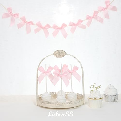 Self Adhesive Baby Pink Satin Ribbon Bows for Crafts 3", 50 Pack - color: Baby Pink