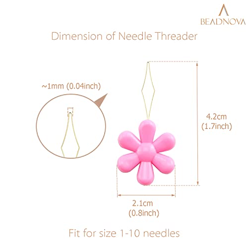 BEADNOVA Embroidery Needle Threader Tool 5pcs Plastic Flower Head Sewing Machine Needle Threader for Hand Sewing Cross Stitch Craft Knitting Quilting (5pcs, Mix Colors) - color: 5pcs
