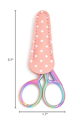 3.7" Sewing Embroidery Scissors with Cover for DIY Craft,Needlework - color: Rainbow