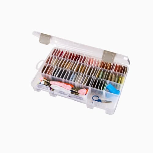 ArtBin Medium Solutions Box Craft Organizer with 12 Dividers, Clear - size: 10.75" x 7.375", style: 4 Compartments, 12 Dividers