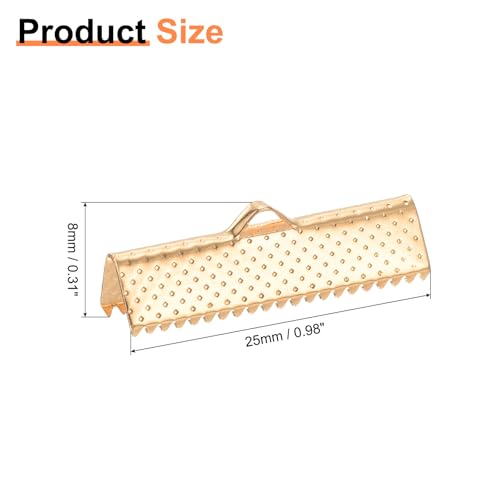 uxcell 280Pcs Ribbon Crimp Clamp Ends, 25mm Bookmark Pinch Crimp Ends, Cord Ends Fasteners Clasp Crimp Ends for DIY Bracelet Necklace Jewelry Making, Light Golden - color: Light Golden, size: 25mm