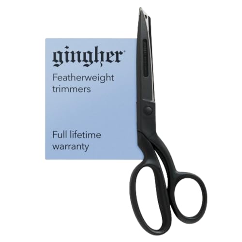 Gingher 8" Featherweight Bent Handle Fabric Scissors, Black Nylon Handles