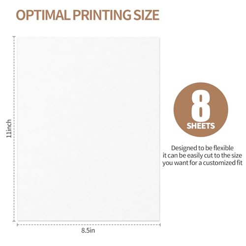 Creztail Sticky Water Soluble Embroidery Stabilizer Paper, 8PCS 8.5"x11" Printable Embroidery Transfer Paper, Stick and Stitch Wash Away Stabilizer, Medium Weight for Hand and Machine Embroidery - size: 8pcs