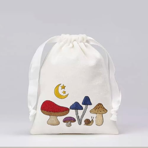 ORIGACH 4 Sheets Large Water Soluble Embroidery Patterns Stabilizers - Pre-Printed Mushroom, Moon, Star & Flower Hand Sewing Stabilizers- Stick & Stitch Embroidery Patterns for Hand Sewing Beginner - color: Mushroom Moon Star & Flower