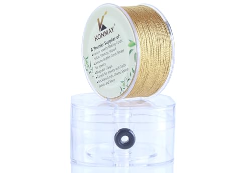 KONMAY 0.8mm Golden Ornament String with Case, 103 Yards Tinsel Twine Thread for Jewelry Making, Crafting, Decoration, Gift Wrapping, Christmas Ornaments Hanging - color: Golden, size: 0.8mm