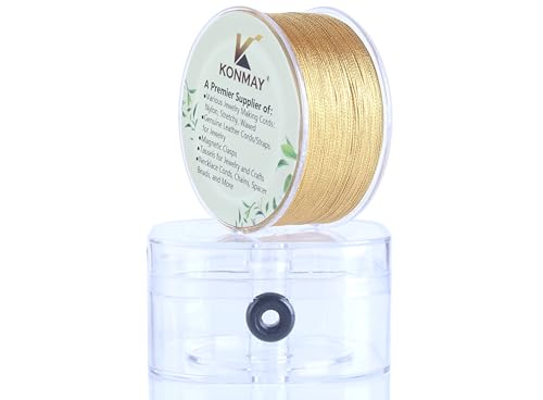 KONMAY 0.52mm Tinsel Embroidery Thread with Case, 316 Yards Metallic Golden Twine String for Jewelry Making, Embroidery, Crafting, Decoration, Gift Wrapping, and Christmas Ornaments - color: Golden, size: 0.2mm