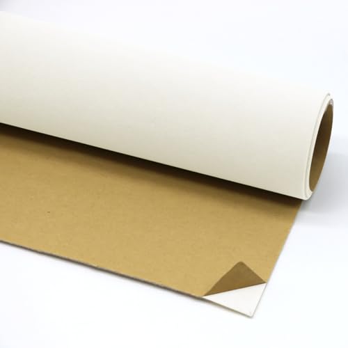 Self Adhesive Plush Velvet Fabric Sheets Velvet Flock Paper Roll Soft Flocking Fabric for Jewelry Box Felt Liner Furniture DIY Arts and Crafts 14 x 98 Inches Beige White - color: Beige White, size: 98"L x 14"W