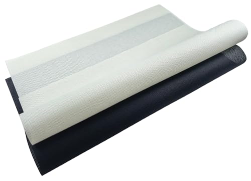 KCS 2 pc of 15" x 18"(38cmx45cm) 18 Count Cross Stitch Cotton Aida Cloth Needlework Fabric Box (Antique White+Black, 18CT) - color: Antique White+black, size: 18CT