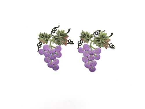Embroidered Iron on Patches Applique, Grape Embroidered - color: Grape