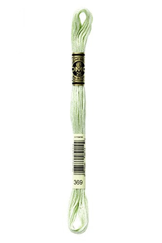 DMC 117-369 Mouline Stranded Cotton Six Strand Embroidery Floss Thread, Light Pistachio Green, 8.7-Yard