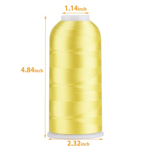 Simthread Rayon Embroidery Thread 5500 Yards, 40wt 100% Rayon Viscose for Commercial and Domestic Machines - Lemon 1023 - color: Lemon1023