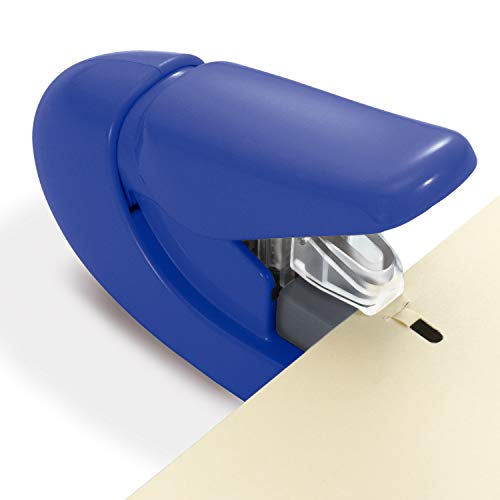 Plus Paper Clinch Compact Staple-Free Stapler, Heavy Duty, Navy Blue - color: Blue