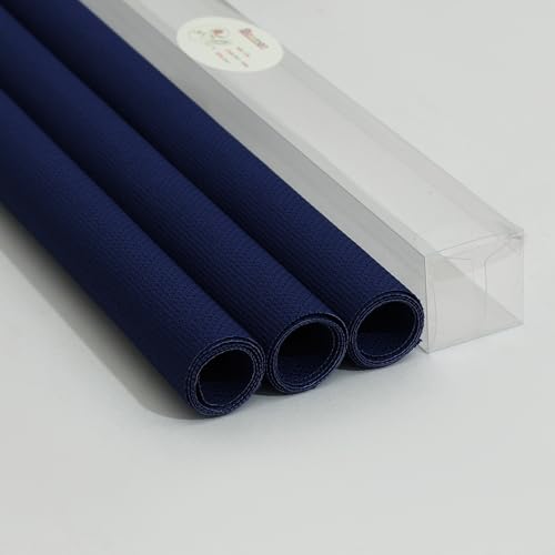 Aida Cloth 14 Count Cross Stitch Fabric,15×18inch,Rolled,3Pcs (14CT,Dark Blue) - color: Dark Blue, size: 14CT