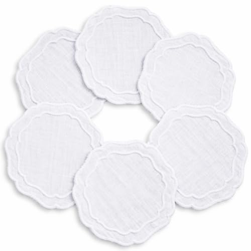 Linen Coasters for Drinks, Set of 6, 6 inch, White - color: 1237 - White, size: 6 inches