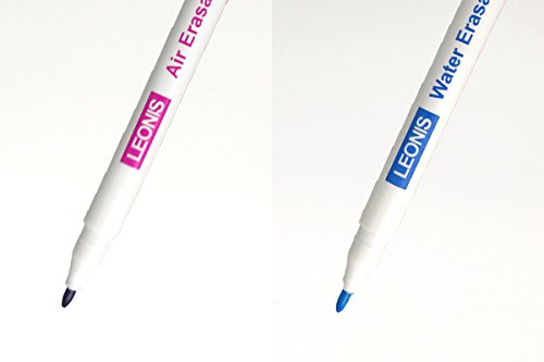 LEONIS 5 Water Erasable Fabric Marking Pen Blue & 5 Disappearing Ink Fabric Marking Pen [ 78008_78009 ] - size: 2 Count (Pack of 5)