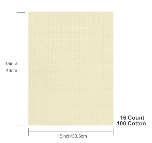 Aida Cloth 16 Count Cross Stitch Fabric,15×18inch,Rolled,3Pcs (16CT,Ivory) - color: Ivory, size: 16CT