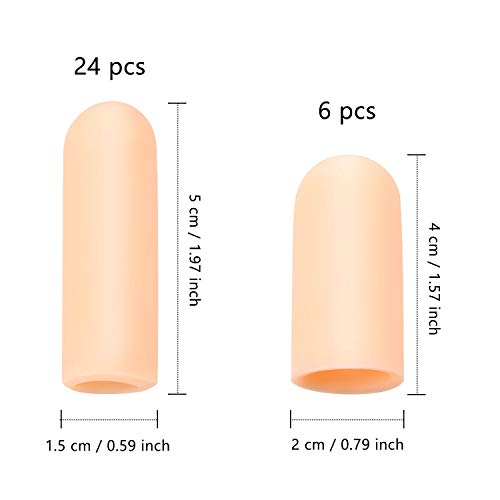 Frienda 30 Pcs Silicone Gel Finger Protector, 2 Sizes, Apricot - color: Apricot