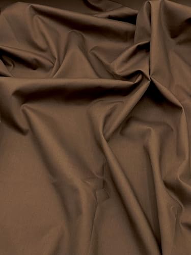 EOVEA - Cotton Polyester Fabric by The Yard – 60" Wide Broadcloth Fabric, Soft, Lightweight & Breathable Material for Lining, Curtains, Bedding, Skirts, Sewing Projects (Brown, 1 Yard) - color: Brown, size: 1 Yard