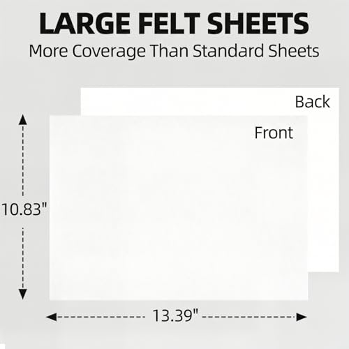 Self Adhesive Felt Sheets, 6PCS 13.4"x10.8" 2mm Thick White - color: White